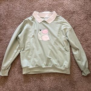 cute green frog sweatshirt
